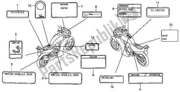 Tutte le parti per il Etichetta Di Avvertenza del Honda NSR 50S 1994