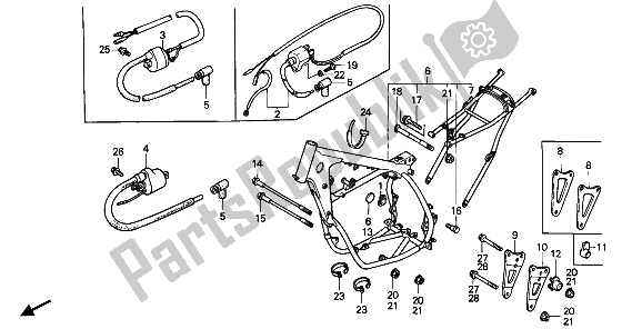 Todas las partes para Cuerpo Del Bastidor Y Bobina De Encendido de Honda CR 125R 1985