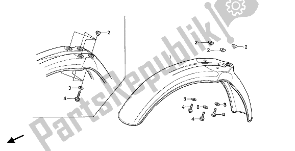 All parts for the Front Fender of the Honda CR 80R 1987