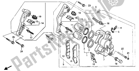 All parts for the Front Brake Caliper of the Honda CR 250R 1992