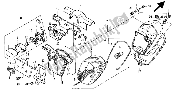 All parts for the Taillight of the Honda GL 1500C 2000