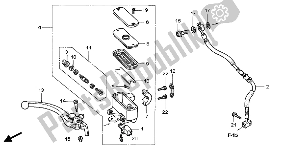 Wszystkie części do G?ówny Cylinder Hamulca Przedniego Honda GL 1800A 2001