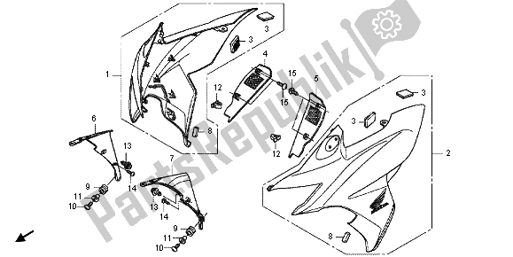 All parts for the Front Cowl of the Honda CBF 1000F 2012