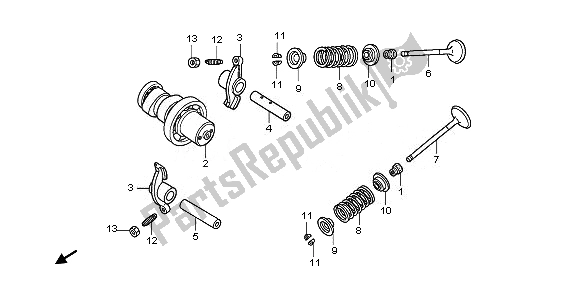 All parts for the Camshaft & Valve of the Honda PES 150R 2010