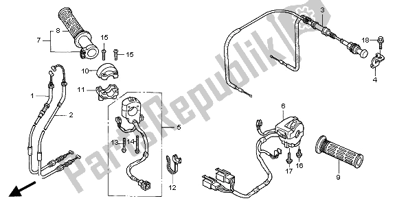 All parts for the Switch & Cable of the Honda VTR 1000F 2006