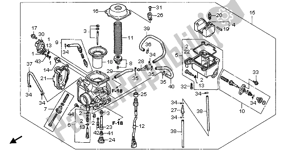 All parts for the Carburetor of the Honda TRX 450 FE Fourtrax Foreman ES 2003