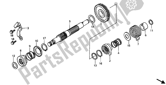 All parts for the Kick Starter Spindle of the Honda XR 250R 1985