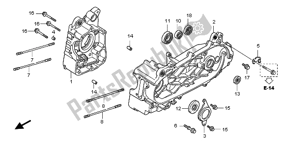 All parts for the Crankcase of the Honda PES 150R 2009