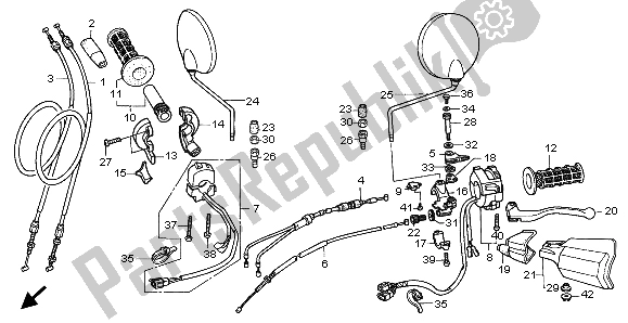 All parts for the Switch & Cable of the Honda XL 1000V 1999