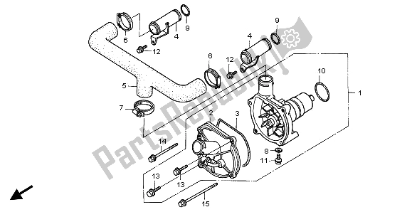 All parts for the Water Pump of the Honda GL 1500 SE 1996