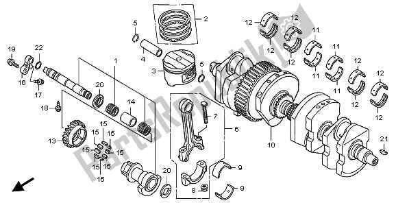 All parts for the Crankshaft & Piston of the Honda CB 1300A 2008