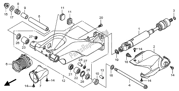 All parts for the Swingarm of the Honda VFR 1200F 2011