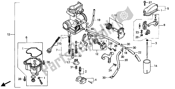 Todas las partes para Carburador de Honda XR 250R 1990