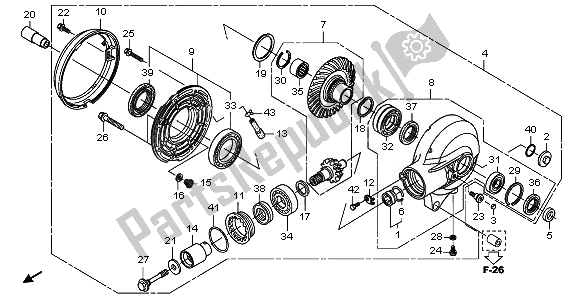 Alle onderdelen voor de Uiteindelijk Aangedreven Versnelling van de Honda VT 1300 CX 2010
