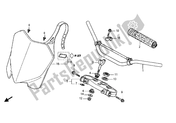 All parts for the Handle Pipe & Top Bridge of the Honda CRF 450R 2012
