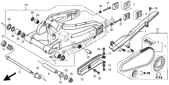 Alle onderdelen voor de Achterbrug van de Honda CBR 600 RA 2012