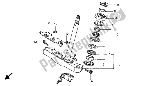 All parts for the Steering Stem of the Honda VT 750C 1999