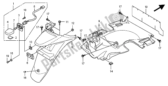 All parts for the Rear Fender of the Honda SH 300 AR 2008
