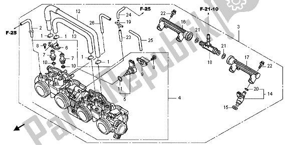 All parts for the Throttle Body of the Honda CBF 1000 FA 2012