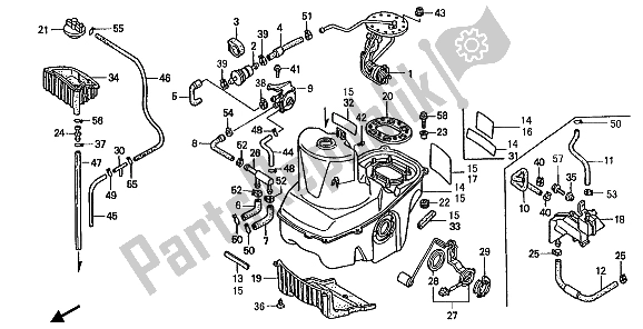 All parts for the Fuel Tank of the Honda ST 1100A 1992