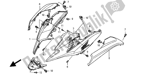 Tutte le parti per il Cappuccio Laterale del Honda NC 700 XA 2012