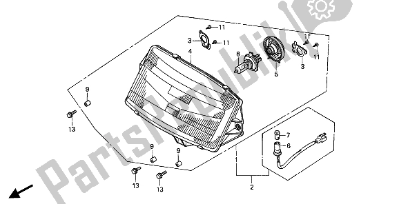 All parts for the Headlight (uk) of the Honda CN 250 1 1994