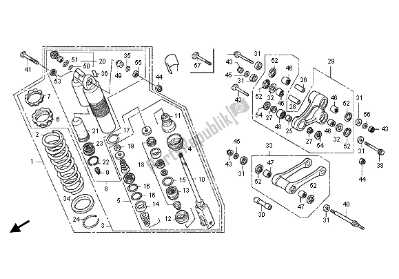 Alle onderdelen voor de Achterkussen van de Honda CRF 250X 2012