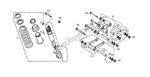 All parts for the Rear Cushion of the Honda XL 600V Transalp 1997