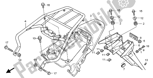 All parts for the Rear Fender of the Honda XR 125L 2003