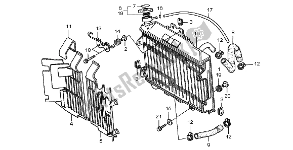 Todas as partes de Radiador do Honda CR 250R 1999