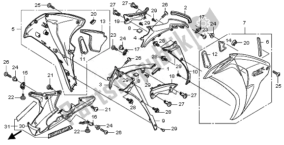 Todas as partes de Capuz Do Meio do Honda CBR 1000 RR 2010