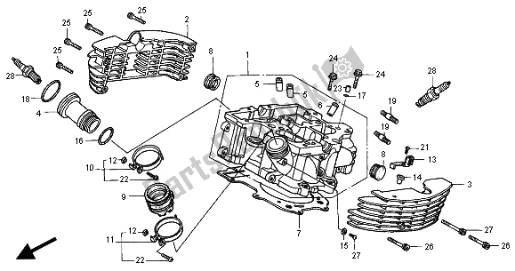 Tutte le parti per il Testata (posteriore) del Honda VT 1100C2 2000