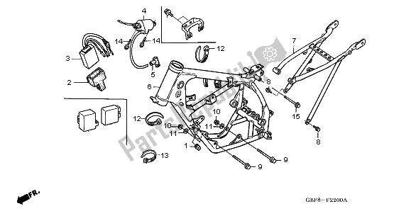 All parts for the Frame Body of the Honda CR 85R SW 2003