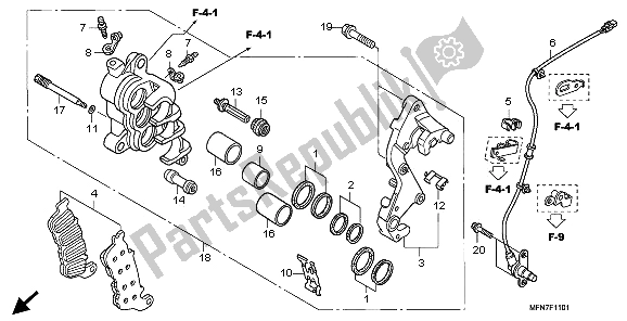 Tutte le parti per il R. Pinza Freno Anteriore del Honda CB 1000 RA 2009