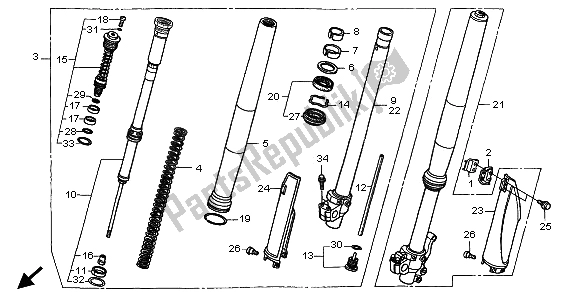 Todas as partes de Garfo Dianteiro do Honda CR 250R 2001