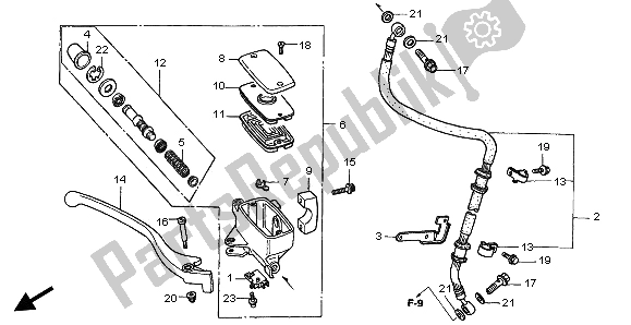 All parts for the Fr. Brake Master Cylinder of the Honda VT 750 DC 2002