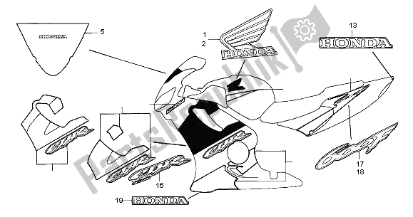 All parts for the Stripe of the Honda CBR 600F 2003