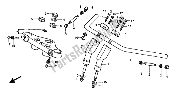 Tutte le parti per il Gestire Il Tubo E Il Ponte Superiore del Honda VT 750 DC 2001