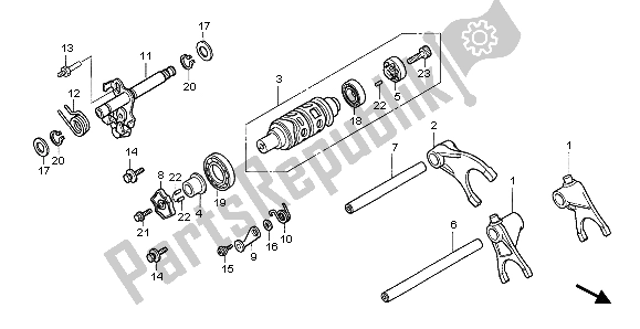 All parts for the Gearshift Drum of the Honda CBF 1000T 2007