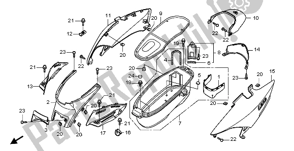 Wszystkie części do Pojemnik Na Baga? I Pokrowiec Na Cia? O Honda NHX 110 WH 2012