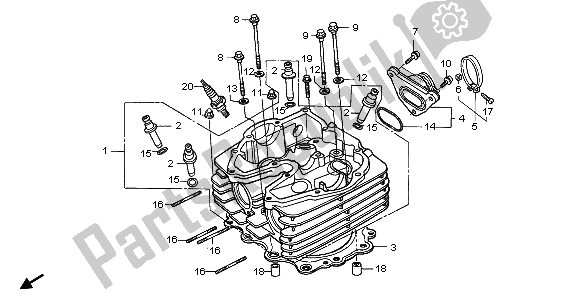 All parts for the Cylinder Head of the Honda FMX 650 2007