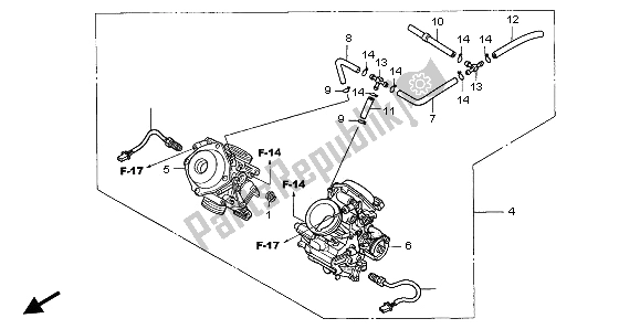 Tutte le parti per il Carburatore (assy.) del Honda XL 650V Transalp 2002