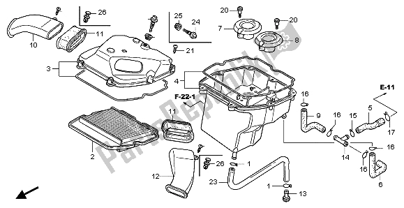 All parts for the Air Cleaner of the Honda GL 1800 Airbag 2007