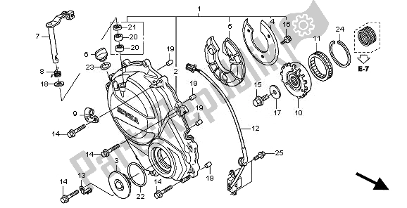 Alle onderdelen voor de Rechter Carterdeksel van de Honda CBR 600F 2011