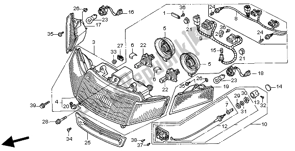 Alle onderdelen voor de Koplamp (uk) van de Honda GL 1500 SE 1998