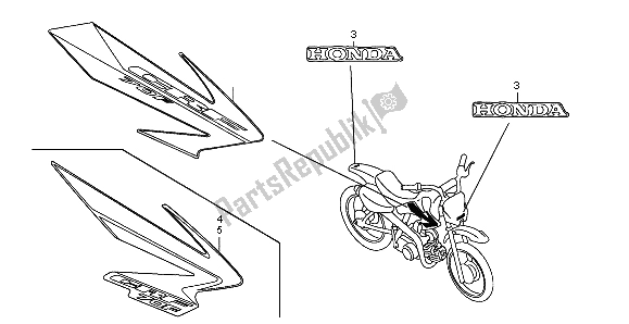 All parts for the Stripe & Mark of the Honda CRF 70F 2007