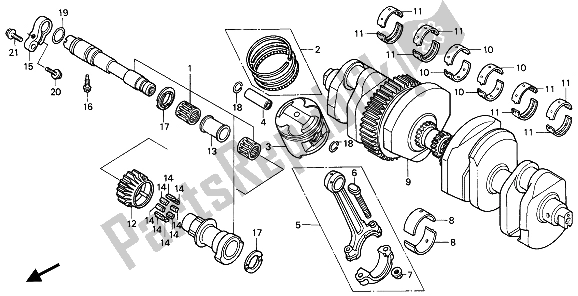 All parts for the Crankshaft & Piston of the Honda CB 1000F 1994