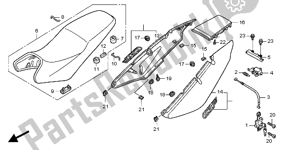 Alle onderdelen voor de Zitting En Achterkap van de Honda CBF 250 2004