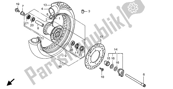 All parts for the Front Wheel of the Honda VT 750C 1999