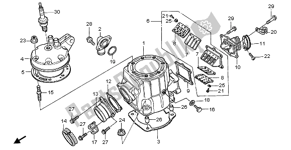 All parts for the Cylinder Head & Cylinder of the Honda CR 500R 1997